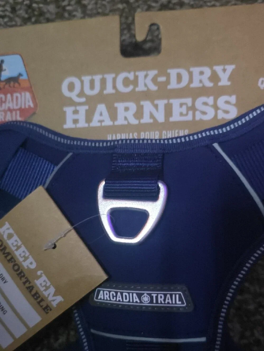 Arcadia Quick-Dry Reflective Dog Harness in Navy Blue MEDIUM NWT
